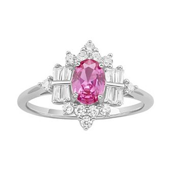 PRIMROSE Sterling Silver Oval & Cubic Zirconia Cluster Ring