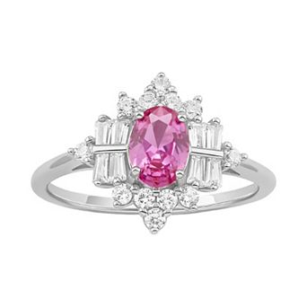PRIMROSE Sterling Silver Oval & Cubic Zirconia Cluster Ring