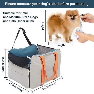 3-in-1 Dog Booster Car Seat with Storage Pockets and Safety Belt