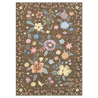 Garvee Machine Washable Flower Pattern Area Rug Ultra Thin Stain Resistant Non Slip for home Decor