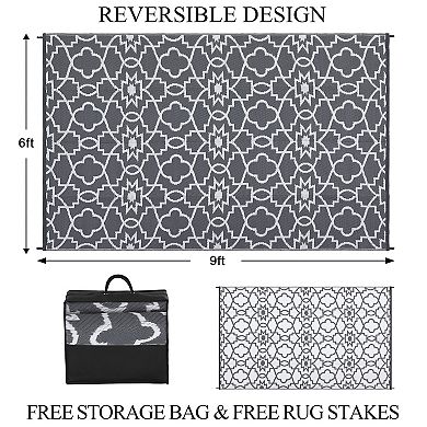 Garvee Outdoor Area Rug Washable&Waterproof Plastic Straw Rug for Balcony Beach