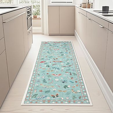 Garvee Machine Washable Midsummer Insects Pattern Printed Non Slip Area Rug Perfect for Home Decor