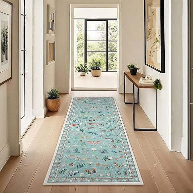 Garvee Machine Washable Midsummer Insects Pattern Printed Non Slip Area Rug Perfect for Home Decor