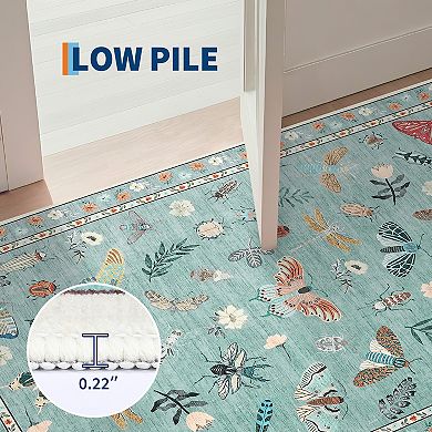Garvee Machine Washable Midsummer Insects Pattern Printed Non Slip Area Rug Perfect for Home Decor
