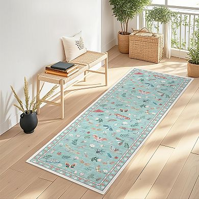 Garvee Machine Washable Midsummer Insects Pattern Printed Non Slip Area Rug Perfect for Home Decor