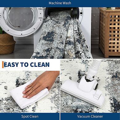 Garvee Modern Abstract Clouds Pattern Area Rug Machine Washable Stain Resistant Non Slip for Home