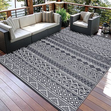 Garvee Boho Reversible Outdoor Area Rug Waterproof for RV Trip&Beach Vacation
