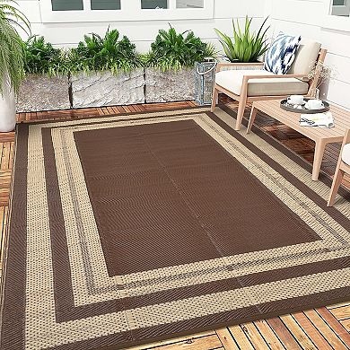 Garvee Modern Outdoor Reversible Area Rug Waterproof Carpet for Camping