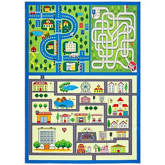 Garvee Washable Colorful Street Pattern Area Rug for Kids'Room Pet Friendly Non Slip Carpet
