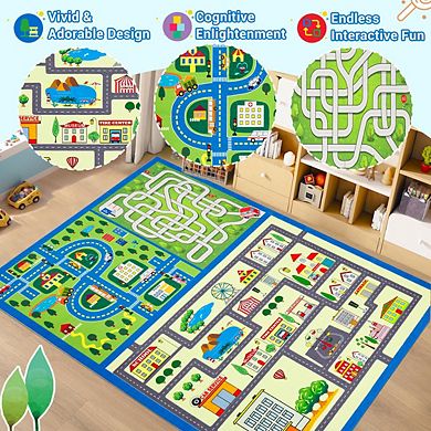 Garvee Washable Colorful Street Pattern Area Rug for Kids'Room Pet Friendly Non Slip Carpet