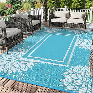 Garvee Outdoor Area Rug Reversible Modern Straw Rug for Beach Picnic