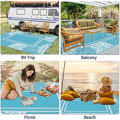 Garvee Outdoor Area Rug Reversible Modern Straw Rug for Beach Picnic
