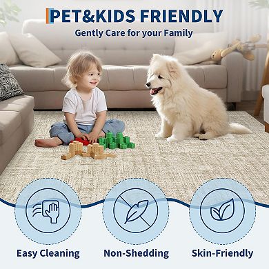 Garvee Modern Solid Color Area Rug Machine Washable Non Slip Pet Friendly for Living Room Bedroom