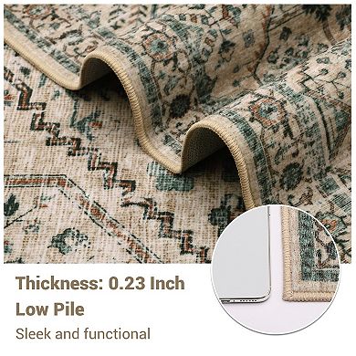 Garvee Machine Washable Boho Vintage Geometric Pattern Area Rug Non Slip Carpet for Home