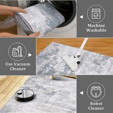 Garvee Machine Washable Modern Abstract Area Rug Non Slip Stain Resistant Carpet for Bedroom Kitchen