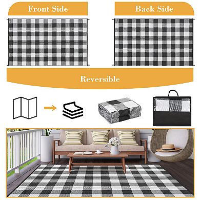 Garvee Outdoor Rugs Washable Stain Resistant Plastic Straw Area Rug for Picnic