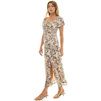 Juniors' Lily Rose Floral Mesh Maxi Dress