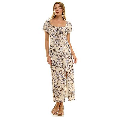 Juniors' Lily Rose Floral Mesh Maxi Dress