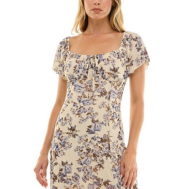Juniors' Lily Rose Floral Mesh Maxi Dress