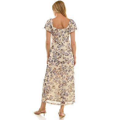 Juniors' Lily Rose Floral Mesh Maxi Dress