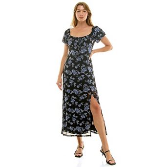 Juniors' Lily Rose Floral Mesh Maxi Dress