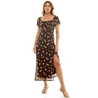 Juniors' Lily Rose Floral Mesh Maxi Dress