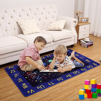 Garvee Alphabet Starry Sky Washable Area Rug Non Slip Soft Capert for Kids Room