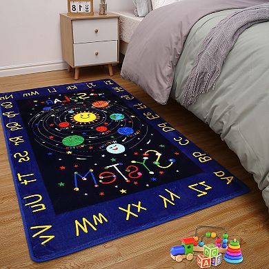Garvee Alphabet Starry Sky Washable Area Rug Non Slip Soft Capert for Kids Room