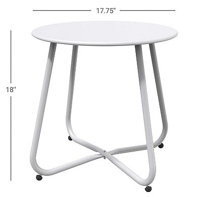 Mondawe 18" Galvanized Patio Steel Side Table,Powder-Coated, UV/Rust-Proof,W/ Adjustable Foot Pads