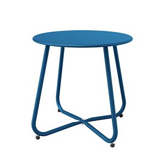 Mondawe 18" Galvanized Patio Steel Side Table,Powder-Coated, UV/Rust-Proof,W/ Adjustable Foot Pads