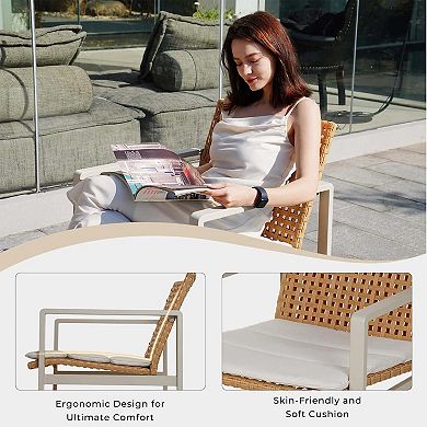 Mondawe 4-Piece Detachable Rattan Sofa Set With Double-Sided Woven Frame,UV-Resistant Seat Cushions