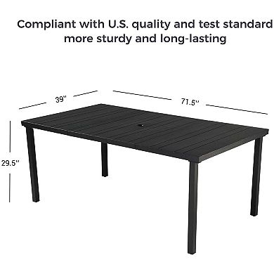 Mondawe 3-Section Iron Dining Table,Multi Functional Design,With Fixed Sunshade Umbrella Hole