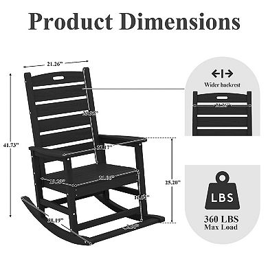 Serwall Wide Back PE Rocking Chair with Footrest 30° Recline, Easy Assembly