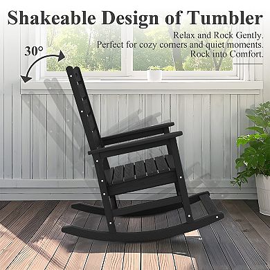 Serwall Wide Back PE Rocking Chair with Footrest 30° Recline, Easy Assembly