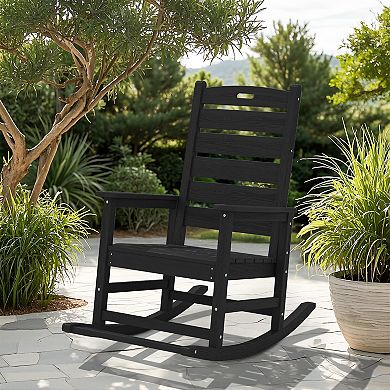 Serwall Wide Back PE Rocking Chair with Footrest 30° Recline, Easy Assembly