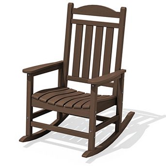 Ergonomic Outdoor Rocking ChairAll-Weather HDPE Porch Rocker with Contoured Seat