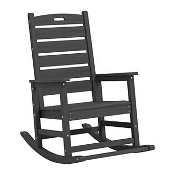 Wide Back PE Rocking Chair with Footrest 30° Recline, Easy Assembly