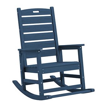 Wide Back PE Rocking Chair with Footrest 30° Recline, Easy Assembly