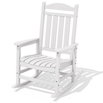 Ergonomic Outdoor Rocking ChairAll-Weather HDPE Porch Rocker with Contoured Seat