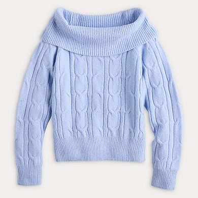 Juniors' madden girl Long Sleeve Fold Over Off Shoulder Sweater