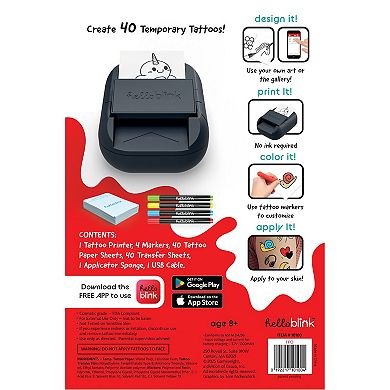 Hello Blink Tattoo Maker Custom Temporary Tattoo Printer & Supplies