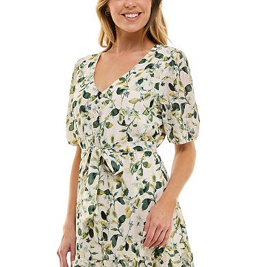 Women's Luxology Puff Sleeve Button Detail Dress