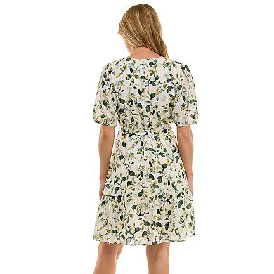 Women's Luxology Puff Sleeve Button Detail Dress