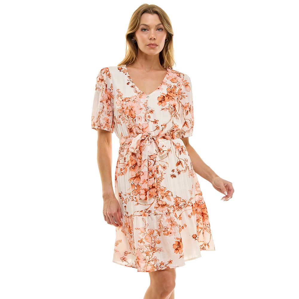 Button Detailed Puffer Sleeve Dress main image 0
