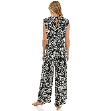 Women's Luxology Surplice Bodice Tie-Front Wide Leg Jumpsuit