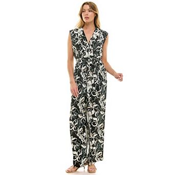 Women's Luxology Surplice Bodice Tie-Front Wide Leg Jumpsuit
