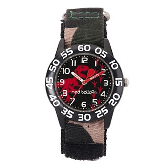 Red Balloon Boys' Camo Hook and Loop Nylon Strap Time Teacher Watch