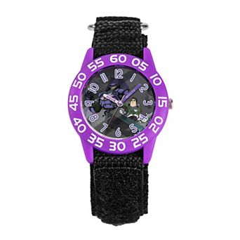 Disney's Buzz Lightyear Boys' Time Teacher Watch & Black Hook and Loop Strap