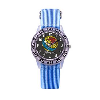 Disney's 100th Anniversary Characters Girls' Time Teacher Analog Watch & Blue Nylon Strap