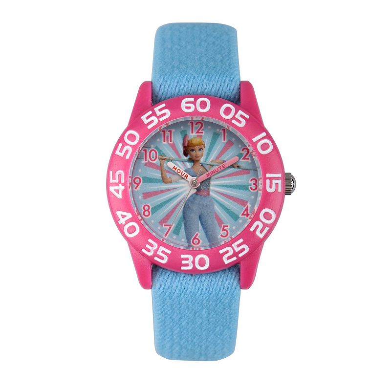 Disney / Pixar's Toy Story Bo Peep Girls' Time Teacher Watch & Reversible Nylon Strap, Girl's, Size: 16MM, Blue